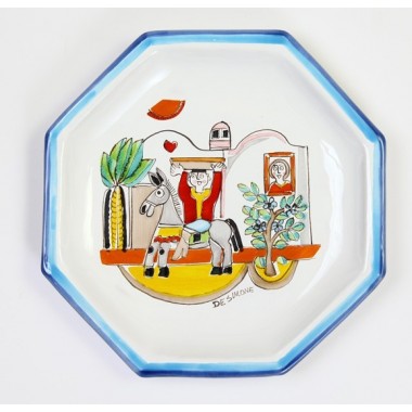 Piatto Ottagonale Folk POTFK-5 Uomo sull'asino Piatto Ottagonale Folk POTFK-5 Uomo sull'asino